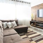 Home Theater - Brown Fabric Sectional Sofa