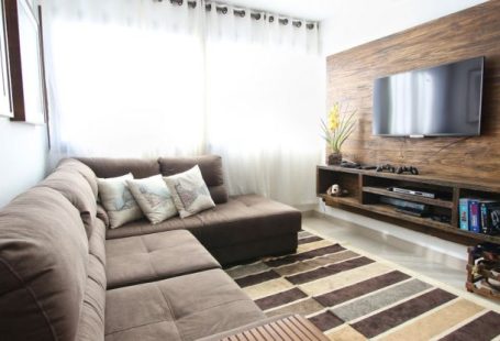 Home Theater - Brown Fabric Sectional Sofa