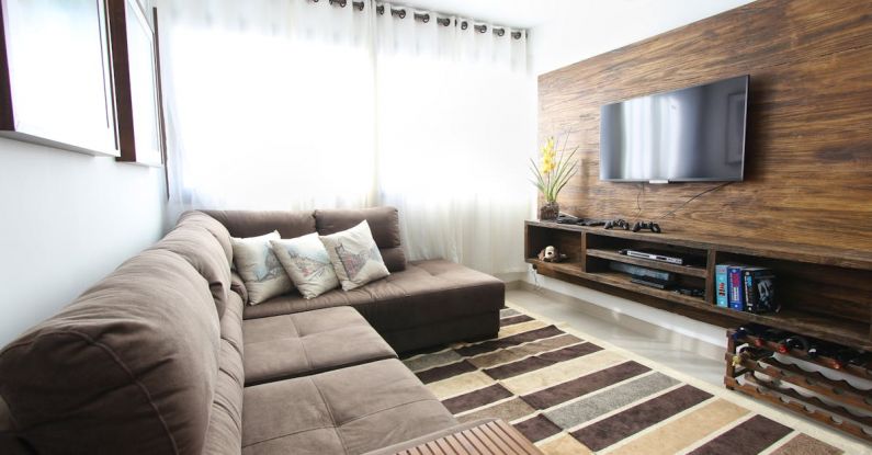 Home Theater - Brown Fabric Sectional Sofa