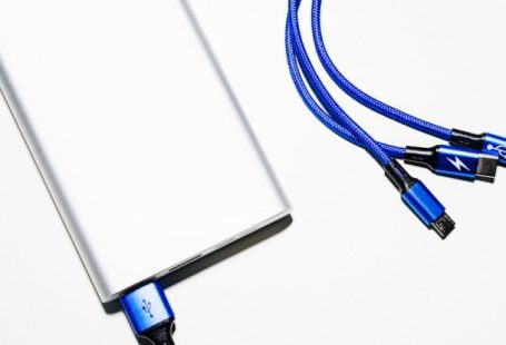 USB Cables - White Power Bank and Blue Coated Wires